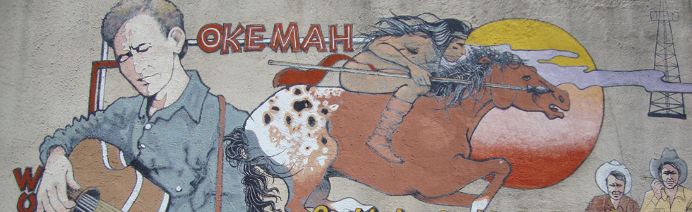 close up of woody guthrie wall mural